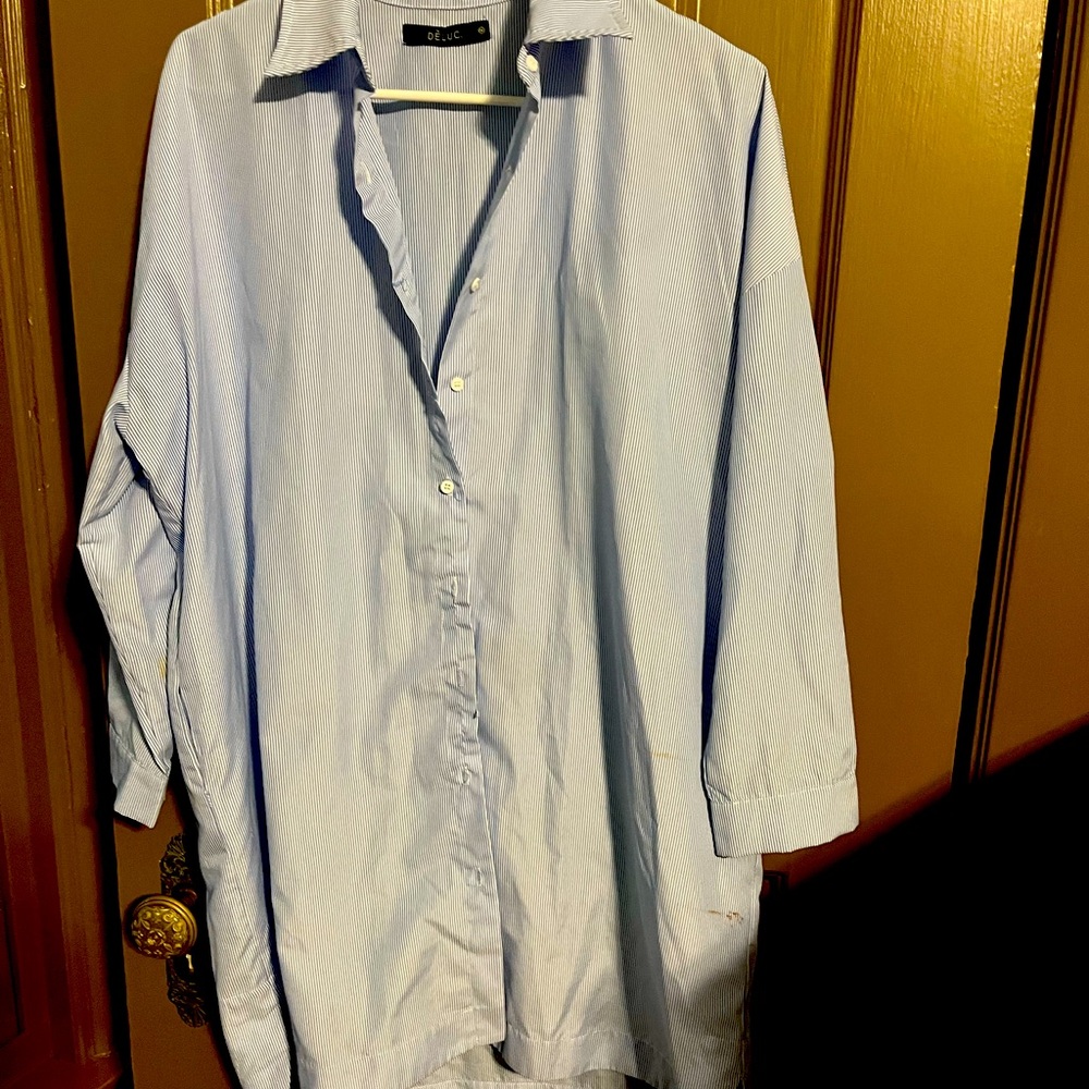 Deluc oversized blue and white striped shirt